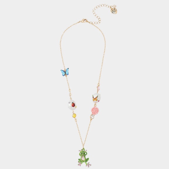 Betsey Johnson BACKYARD FROG PEARL PENDANT GREEN - Picture 1 of 7
